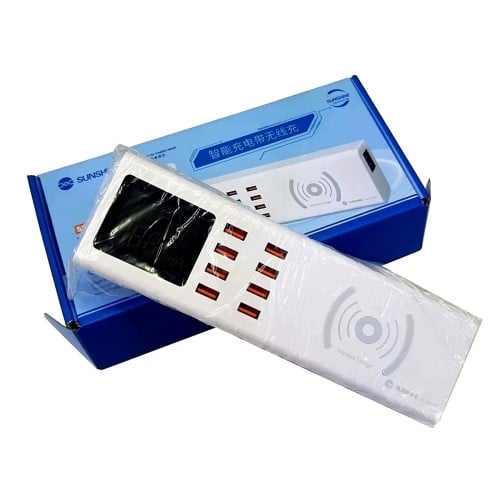Sunshine SS-309WD pametni bežični punjač s LED zaslonom – 8-portni pametni USB punjač