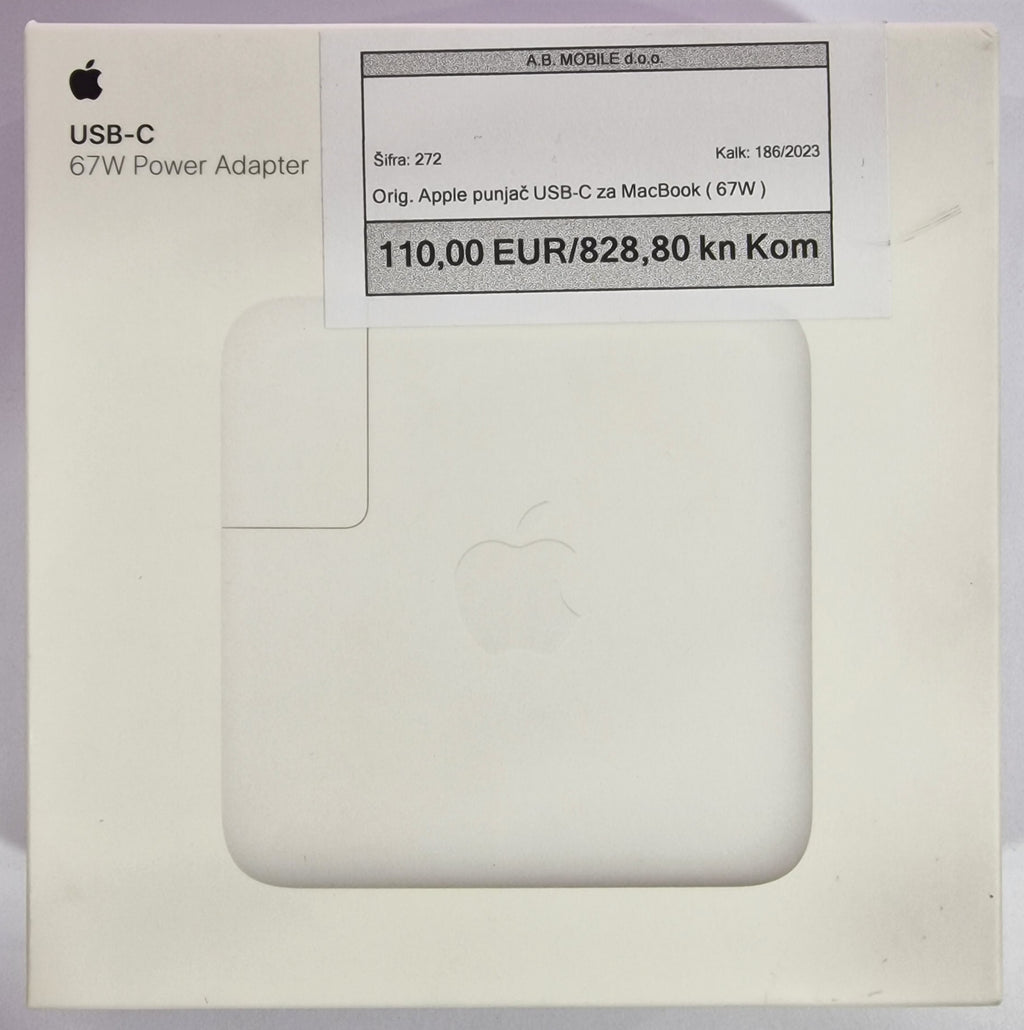 Original kućni punjač Apple Tip-C za prijenosno računalo Macbook 67W ( Model MKU63ZM/A )