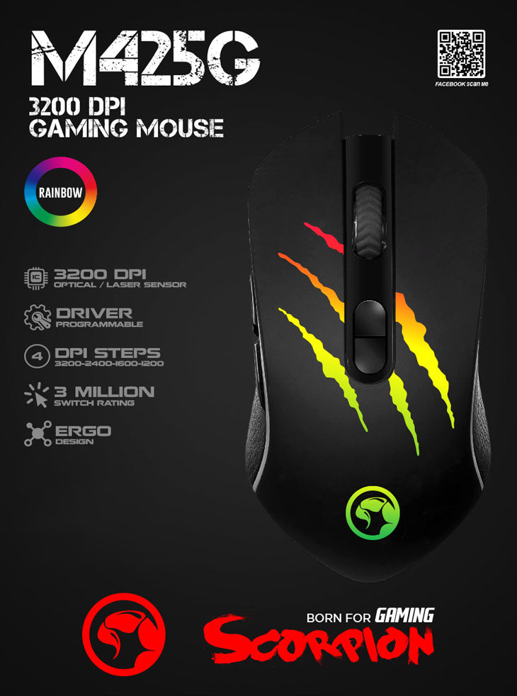 MARVO SCORPION 3200 DPI GAMING MOUSE M425G