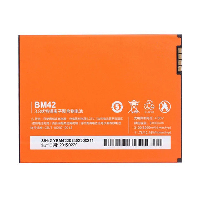 ORIGINAL BATTERY FOR XIAOMI REDMI NOTE, BM42 BULK (NEW)