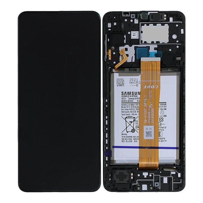 LCD Samsung A12 A125 + touch + okvir Crni Original EU Reparirano